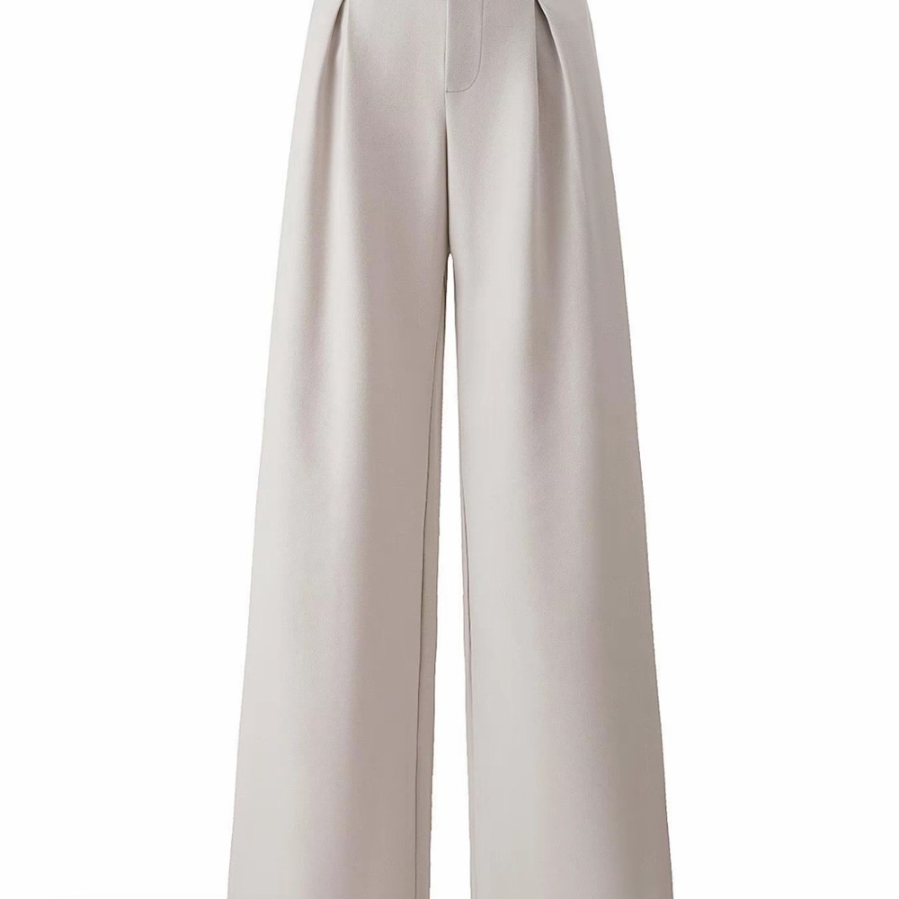 Wide Leg High Waist Pants in Light Gray